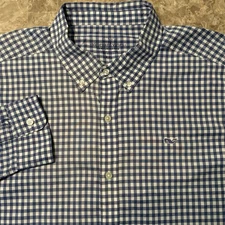 Vineyard Vines Shirt Mens 2XL Blue Gingham Check Long Sleeve Classic Fit Whale