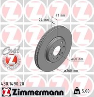 2X Zimmermann Bremsscheibe 430.1490.20 FüR Opel
