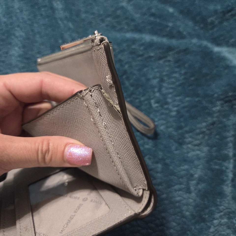 MICHAEL KORS JET SET VIAJE DOBLE CREMALLERA BILLETERA TELÉFONO ESTUCHE MUÑECA MK Gris Foto 4 de 4