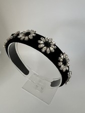 Black Baroque Headbands Rhinestones Wide Headband Velvet Jeweled Hair Acce