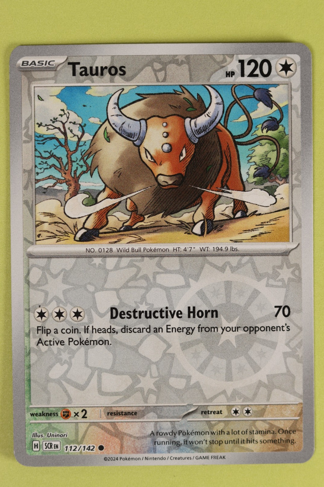 Pokemon TCG Stellar Crown Tauros 112/142 Reverse Holo NM NP