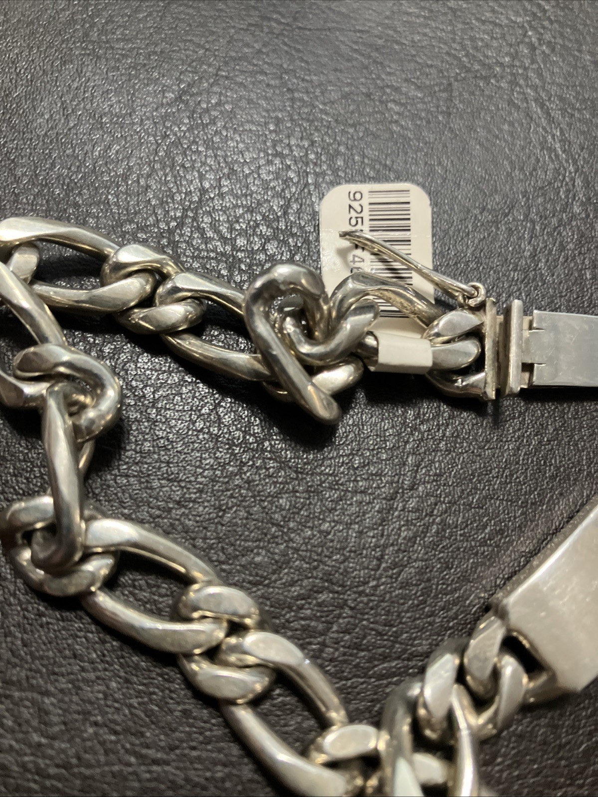 Sterling Silver Solid Figaro Bracelet Mexico 46.4… - image 17