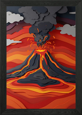 Gerahmtes Wandbild Vulkanausbruch Poster Leinwanddruck Bild