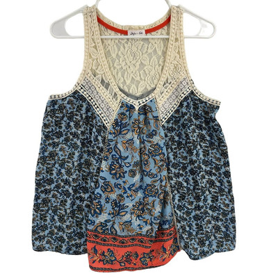 Skylar + Jade Paisley and Lace Top, Size Large, Multi-Color