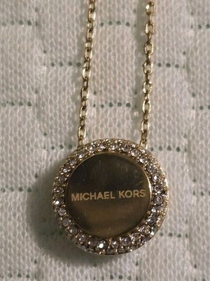 Michael Kors  Gold Tone  necklace  With MK Logo CZ Stone 20'' Chain, Nwt