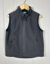 LL Bean Grey Fleece Vest KIDS Boys S 8 Full Zip Side Zip Pockets High Neck Comfy