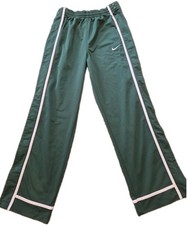 Vintage Nike Track Pant Button Side Green Size Large Rare White Stripes Wide Leg