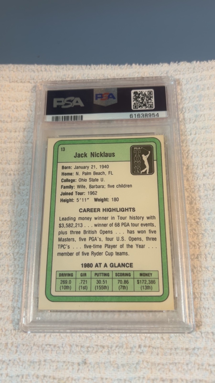1981 Donruss #13 Jack Nicklaus ROOKIE Card RC   PSA 7 NM view 2