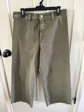 Universal Thread Women's Olive Wide-Leg Denim Jeans Button Zip Back Pocket S GUC