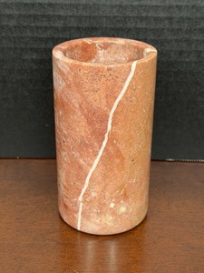 Vintage Reddish-Brown Onyx Marble Vase Toothbrush Holder – Handcrafted 4.5”
