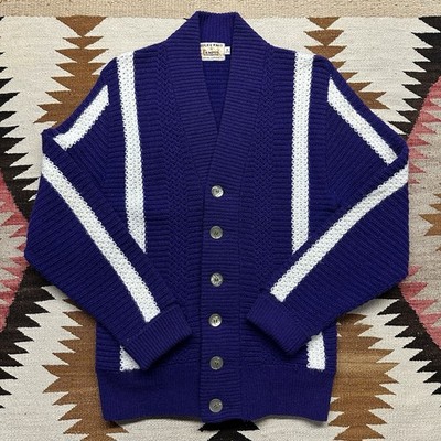 vintage Campus cardigan is a purple bulky knit sweater 70s