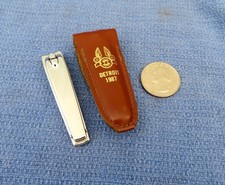 Vintage Nail Clippers Bassett USA 85 with Leather Case Detroit 1987