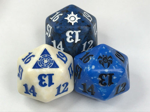 3 mtg Spindown Dice - Esper Dice, Dimir, Orzhov, Azorius - Magic d20 life Dice