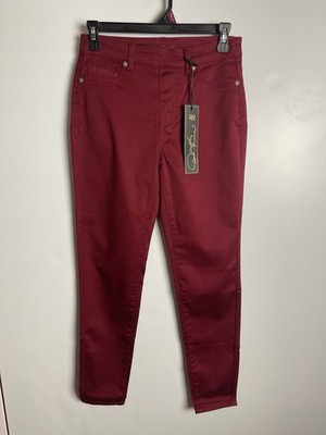 DG2 By Diane Gilman Stretch Jeggings Petite Jean Pants Wine Red Burgundy PXS