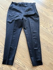 Escada Black Silk Margaret  s Ley Wide Leg Side Zipper Pants Size M Trousers EUC
