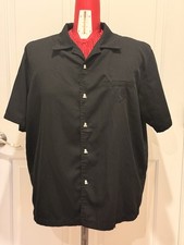 Men  s Early 2000  s Steady Last Call 2X Black Short Sleeve Button Up Shirt