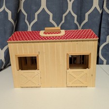 Melissa  Doug Fold And Go Wooden Horse Stable Toy Ages 3 Playset  2 Horses