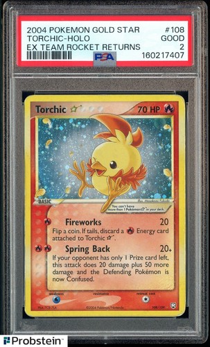 2004 Pokemon Gold Star Ex Team Rocket Returns #108 Torchic Holo PSA 2 GD