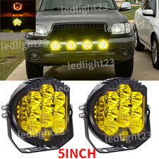 Yellow 5inch Round LED Work Light Bar Amber DRL Pods Fog Lamp Offroad Driving
