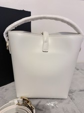 Stunning Ivory White Real Leather Small Bucket Bag
