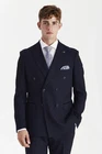 Men’s Double Breasted Navy Suit Glen Check Tweed 2-Piece Set