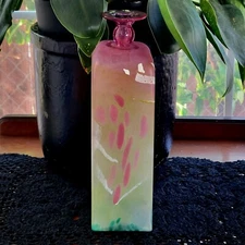 Frosted Glass Vase 11" Fine Art Reverse Painted Artist Signed Beautiful!