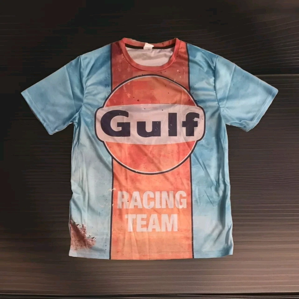 CAMISETA DE POLIÉSTER GULF RACING TEAM PARA HOMBRE TALLA GRANDE Gulf Oil And Gas L 2 Caras Foto 3 de 4