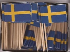 One Box of 100 Sweden Toothpick Flags, 100 Small Mini International Flags