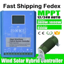 12V/24V MPPT Wind Solar Hybrid Charge Controller Wind 1KW & Solar 600W  Auto US