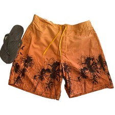 Joe Boxer Board Shorts Mens XL 40-42 Orange Tropical Swim  Flip Flops