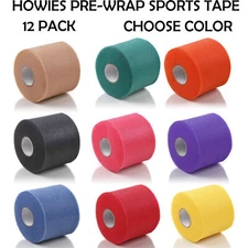 Howies Hockey Athletic Pro Grade Sports Pre-Wrap Tape - 12 Rolls - Choose Color