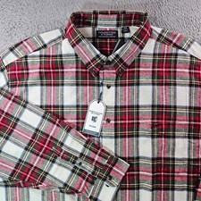 NWT Roundtree  Yorke Portuguese Flannel Shirt Men 4XB White Red Green Plaid