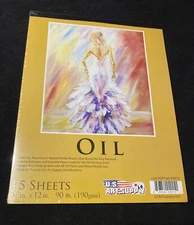 U.S. Art Supply 9" x 12" Premium Heavy-Weight 90lb Oil Painting Pad 15 Sheets