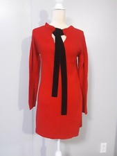 Francesca's #384 Women's Red Knit Sweater Dress Black Bow NWT Size XXS