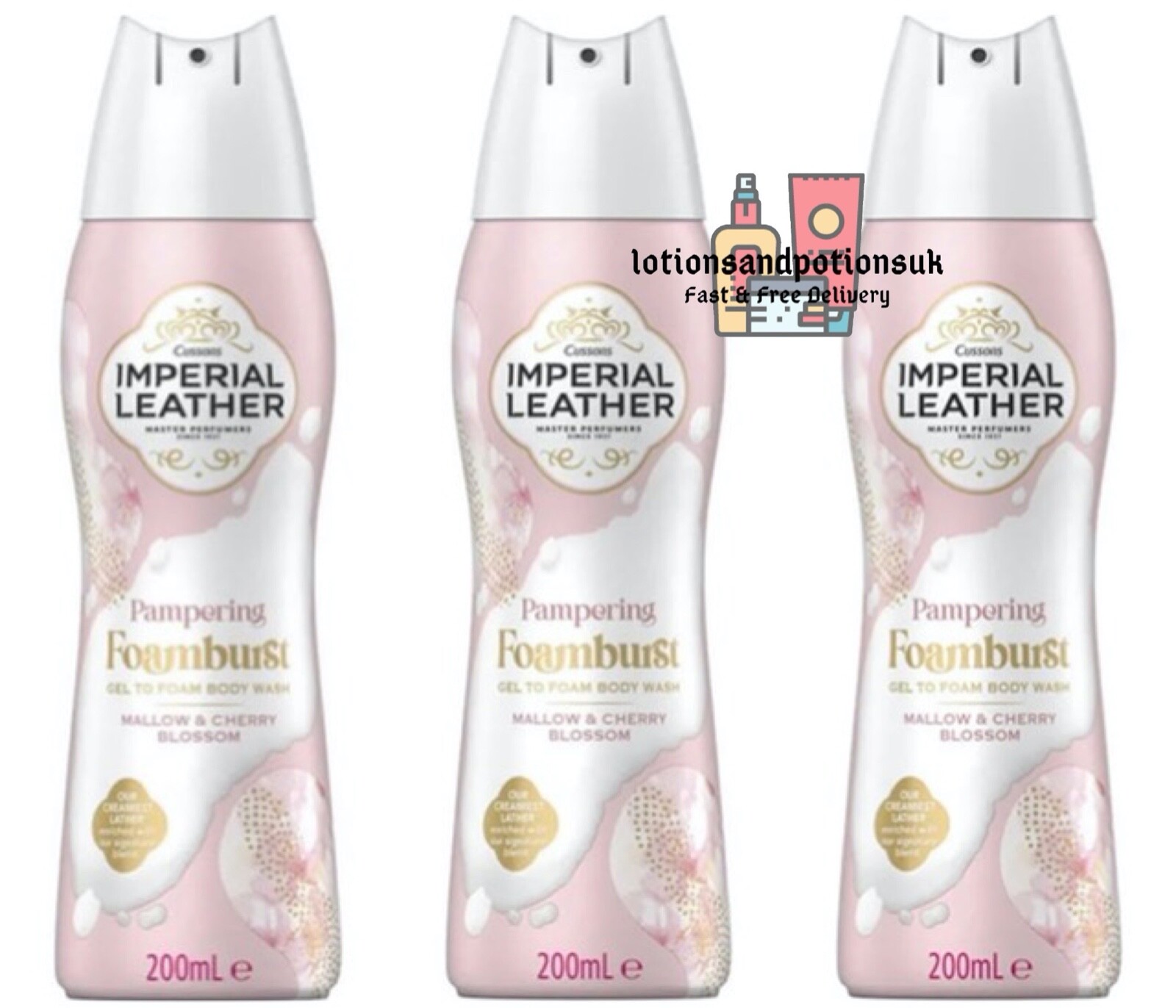 3 Imperial Leather Foamburst PAMPERING Mallow & Cherry Blossom Body Wash 200ml eBay