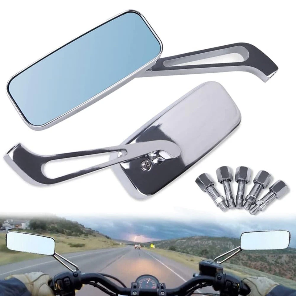 Motorcycle Rearview Side Mirrors Chrome for Harley Honda Kawasaki Suzuki Yamaha - Imagem 2 de 4