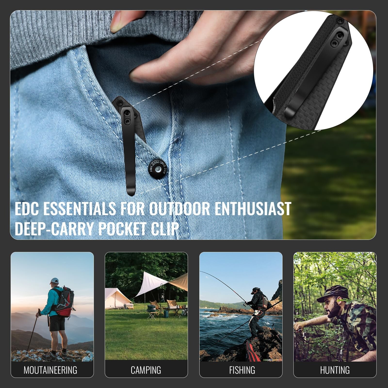 HIGHTRON Sharplyn Pocket Knife EDC Knife-Pocket Folding Knife, 14C28N Steel B...