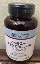 Vitamin World Omega-3 Red Krill Oil 1000MG 60 Rapid Release Softgel Heart Health
