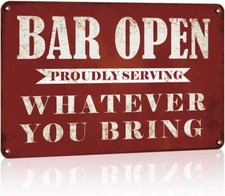Vintage Bar Signs Decor, Funny Open Metal Sign