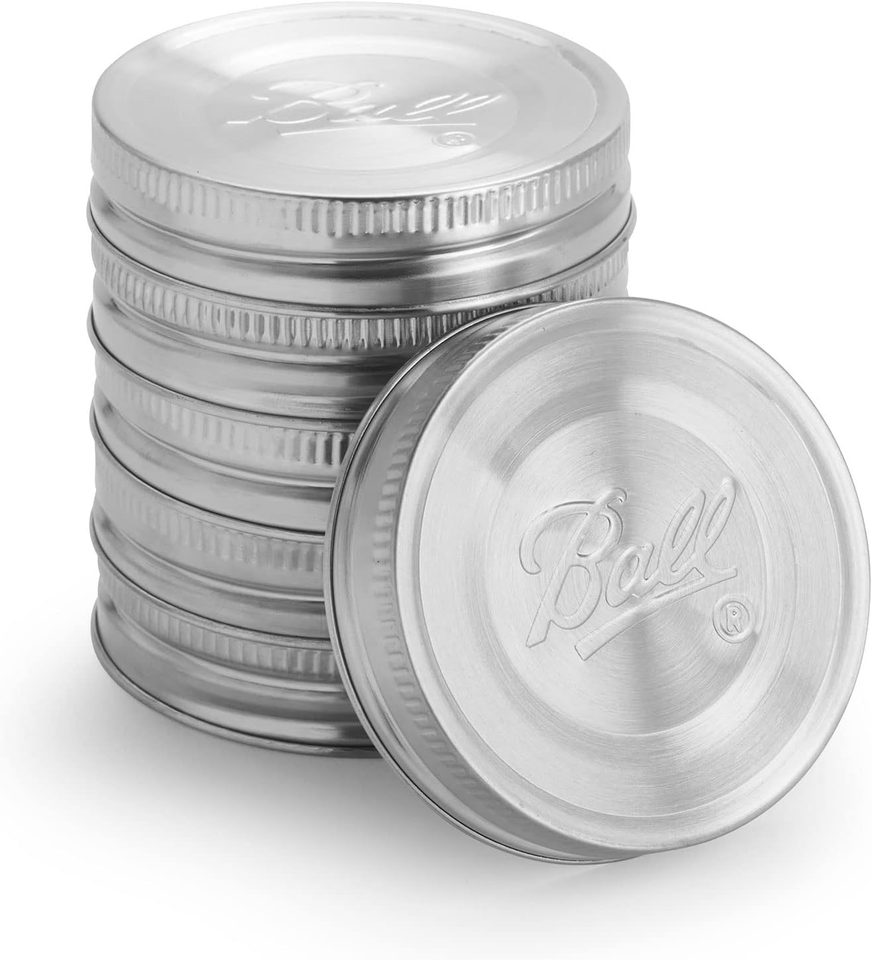 Jar Stainless Steel OnePiece Mason Jar Lids, Wide Mouth, 6Pack,Silver