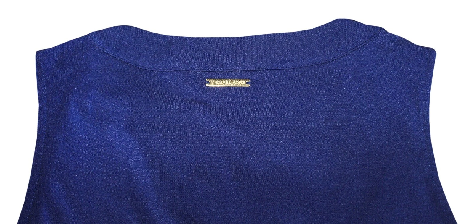 Abito donna MICHAEL KORS blu navy casual a tubino con scollo ad occhiello oro taglia XS