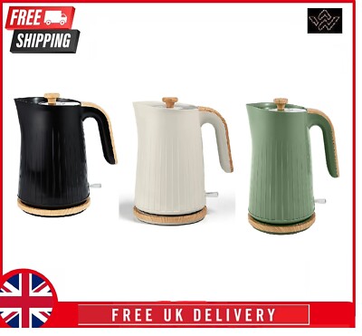 Black And white Wood Textured Scandi Fast Boil Kettle UK