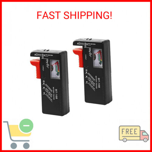 2 Pack Battery Tester, Universal Battery Checker for AA/AAA/C/D / 9V / 1.5V Butt