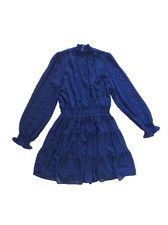 Mine size large navy blue highneck sheer long sleeve knee length dress