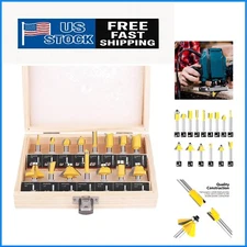 Versatile 15-Piece Router Bits Set with 1/4 Inch Shank for Beginners and Pros