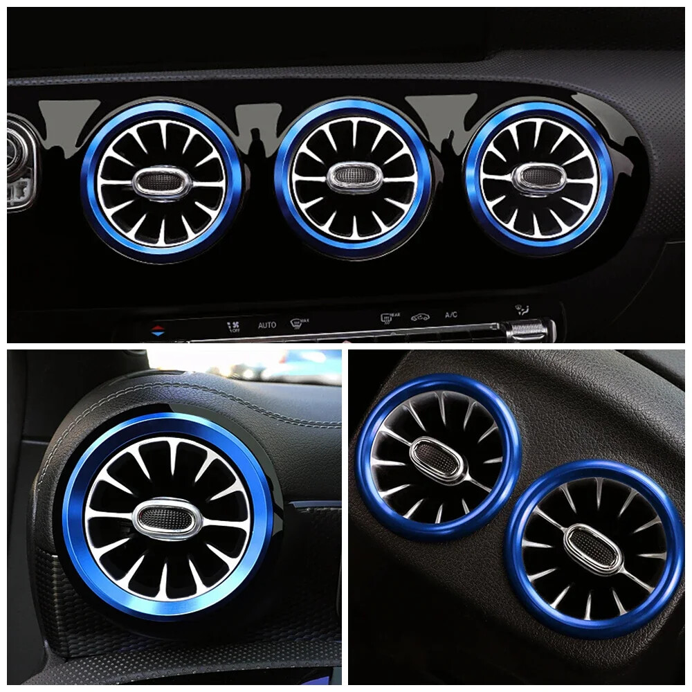 Passend zu Mercedes A CLA GLA GLB Lüftungsringe Blau 7 Stück Aufwertung Blende