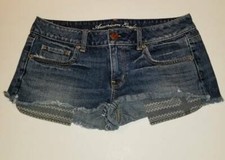 American Eagle Outfitters Womens 8 Jean Shorts Blue Cutoff Cotton Denim 1169