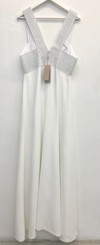 ABITO DA SERA CHRISTOPHER KANE CORPETTO CRISTALLO BIANCO CREPE TAGLIA UK 14-16, 48 NUOVO CON ETICHETTE - Foto 3 di 13
