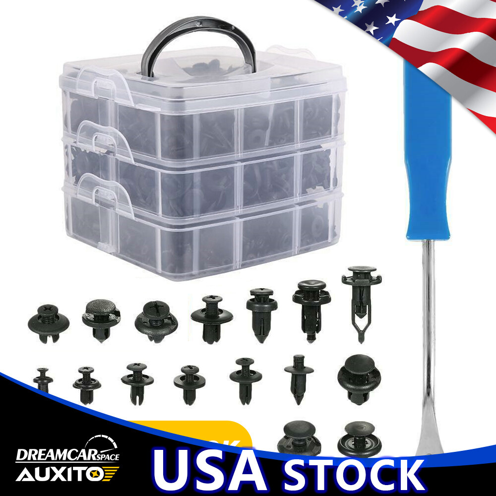 625-Piece Plastic Rivet Clip Fastener Kit with Free Remover Tool for Bumper Fender Trim