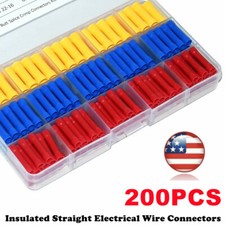 200PCS Insulated Straight Butt Electrical Wire Connectors Cable Crimp Terminals